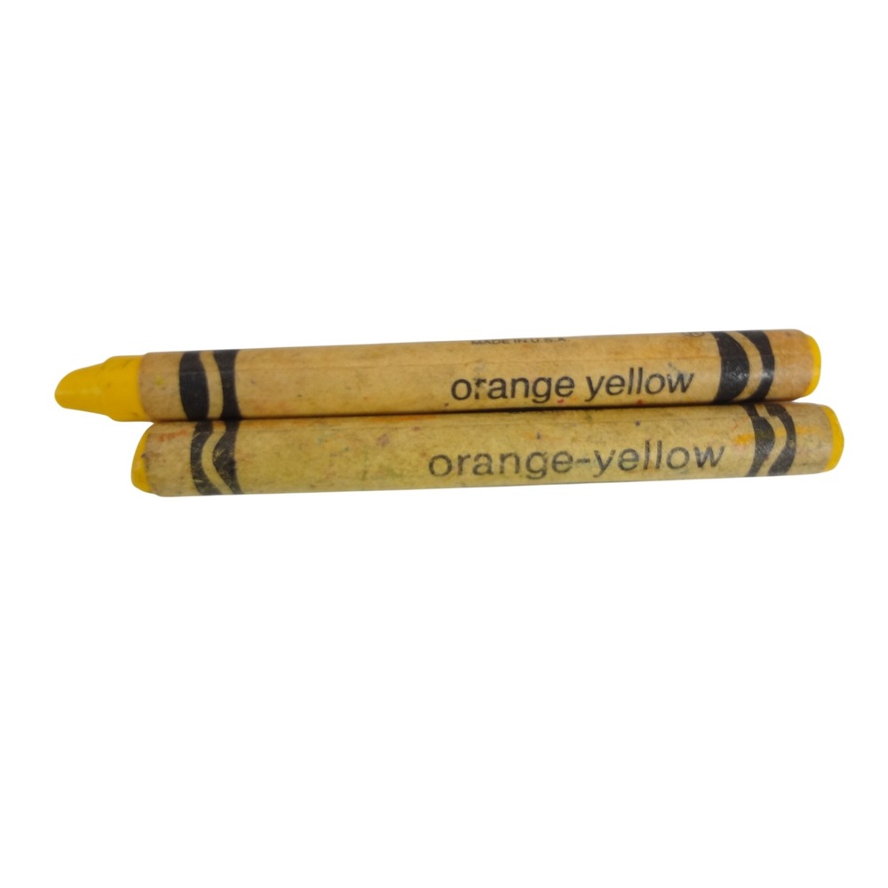 Crayola Crayons Vintage Orange-Yellow 2pc Good USA